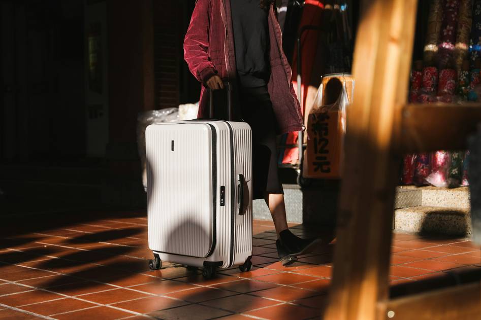 Close-up of textured hardshell suitcase corner